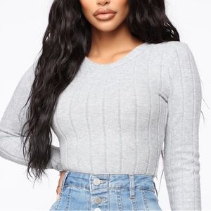 Fashion Nova Heather Grey Maddy Sweater - Medium